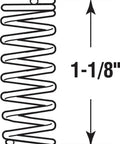 Compression spring, nickel-plated steel, side view; 3/8 in dia, 0.041 gauge, 1-1/8 in long, 4-pack