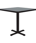 Gray Granite Square Cafe Table With Black Cast Iron Base And Top Spider 24 Inch High Pressure Laminate Top With Backer Leveling Nylon Guides