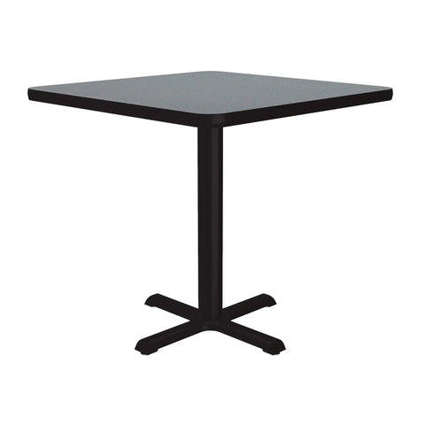Gray Granite Square Cafe Table With Black Cast Iron Base And Top Spider 24 Inch High Pressure Laminate Top With Backer Leveling Nylon Guides