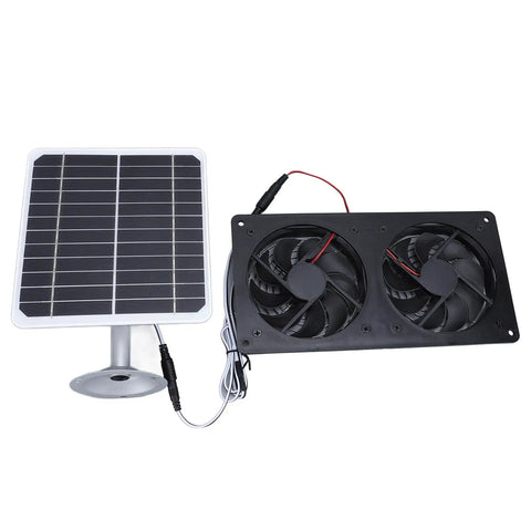 Solar Powered Dual Exhaust Fan Kit With Bracket For Chicken Coops And Small Greenhouses Sheds Pet Houses Window Exhaust 20W Solar Panel Cooling System
