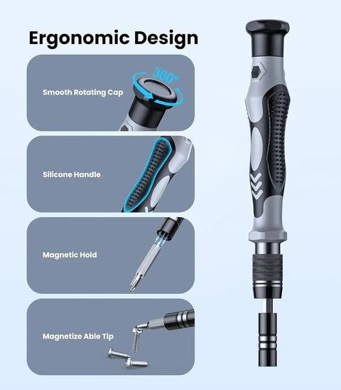 Ergonomic screwdriver from the All In One 115 In 1 Precision Screwdriver Set With Magnetic Bits DIY Mini Repair Kit For phones and electronics