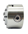 Side view of 4 Inch 3 Jaw Self Centering Lathe Chuck 100mm with Internal and External Jaws for CNC milling, drilling, wood turning.