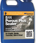 Top Shelf Penetrating Sealer For Porous Stone Tile Marble Concrete Interior Exterior Use UV Clear Food Contact Ready No Sweat Application Heavy Duty Weather Tough Invisible Barrier Quart Two Pack in blue container.