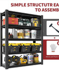 Rock Solid Heavy Duty Garage Shelving Built Like A Tank For Two Thousand Pound Loads Thickened Steel Storage Rack With Two Pegboards Adjustable Five Tier Utility Shelf For Serious Workshop Organization Black showcasing tools and storage bins.