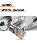 Close-up of 54 steel pins and spring-loaded mechanism in Dope Universal Socket Set With Drill Adapter For Men Dads Gift