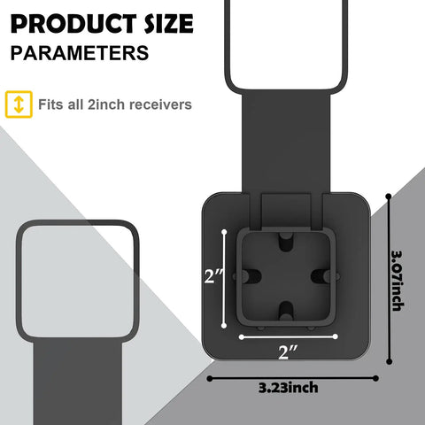 Diagram showing dimensions of 2 Inch Trailer Hitch Cover With American Flag Design For 2 Inch Hitch Receivers Class 3 4 5
