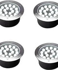 Outdoor In Ground Well Lights 18W 8 Inch Diameter, 110V 120V Wired Landscape Lighting Waterproof Aluminum Housing With Glass Lens, White 6500K