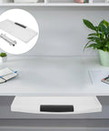 Heavy Duty Sliding Keyboard Tray With Built In Pen Slot And Slick Silver Glide Rails For No Sweat Under Desk Organization and your best ever office setup upgrade on a desk.