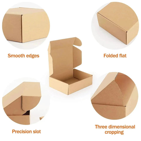 10 Pack Small Brown Corrugated Shipping Boxes For Packing And Mailing 19x11x3 Cm Kraft Paper Mailer Boxes with smooth edges.