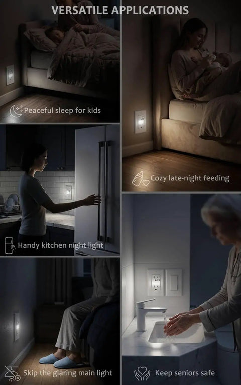 Wall Outlet With Night Light 10 Pack White, Frees Up Every Outlet With Built-In LED Night Lights, ideal for various home uses