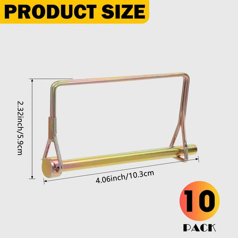 10 Pcs Gold 4 Inch Long Trailer Hitch Pins One Quarter Inch Diameter Heavy Duty Stainless Steel With Zinc Plated Finish