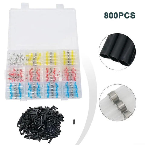 Awesome Heat Shrink Solder Seal Wire Connectors Kit For Car And Boat Wiring No Crimping Needed Waterproof Sealing Transparent Sleeves Perfect For Easy Electrical Repairs At Home Or Garage With Fast Secure Joints, 800pcs kit