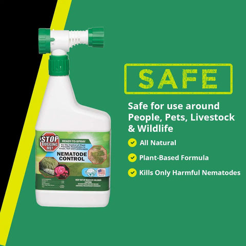 Lawn And Garden Nematode Pest Control Liquid Concentrate With Hose Sprayer, All Natural And Non Toxic, Poison Free Outdoor Use