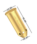 Bore Sight For 44 Magnum Caliber With Red Dot Laser Sight Class IIIA Less Than 5mW, brass cylinder design with measurements, compact [Image Description].