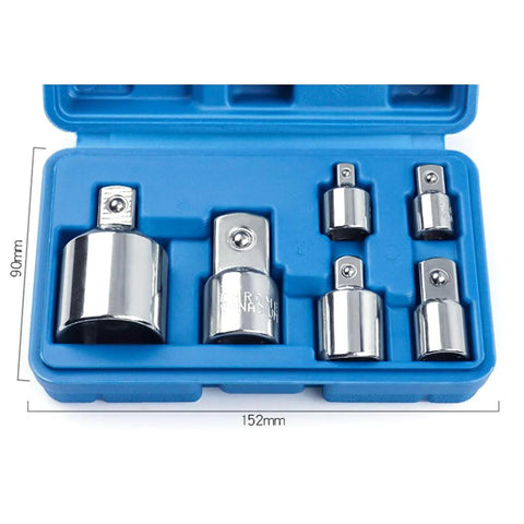 Tyenaza six-piece chrome steel socket adapter set in blue case for impact drivers