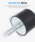 Close-up of a Beefy Heavy Duty Rubber Vibration Isolator Mount with M10 double stud and galvanized metal for anti-vibration use.