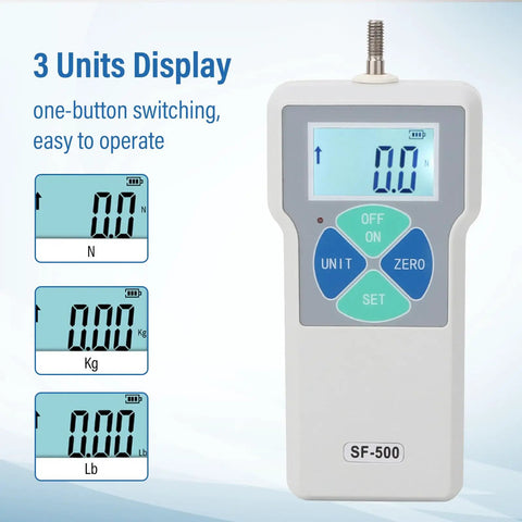 SF 500 500N Digital Force Tester Push And Pull Dynamometer With 100 240V Power High Precision Sensor Fast Readouts And Long Battery Life Ideal Workhorse For Lab And Shop Testing, LCD display