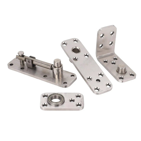 180 Degree Concealed Door Hinge Set, Beefy Heavy Duty Stainless Steel Pivot Hinges, 600LBS Load Capacity, Hidden Door Hardware, components