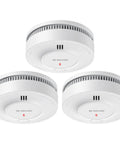 Three 10 Year Sealed Battery Smoke Alarms with UL Certification in pristine white finish for enhanced household fire protection.