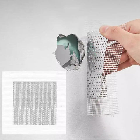 Heavy Duty Drywall Repair Kit With 6 Self Adhesive Patches 4 By 4 Inch Aluminum And Fiberglass Mesh Patches For Big Holes In Sheetrock Plaster And Ceilings Quick Easy Durable Fixes For A No Brainer Job
