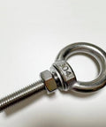 Heavy Duty M10 Shoulder Eye Bolt 304 Stainless Steel 4 Inch Lifting Ring showing threaded shaft and nut, for rigging use.