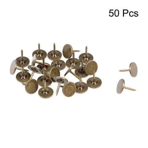 Top Notch Decorative Upholstery Nails Featuring Slick Bronze Finish Perfect For Sofas And Headboards Heavy Duty Flat Head Tack Hardware Quick N Easy Diy Craft Supplies 50 Piece Pack with flat bronze tacks.