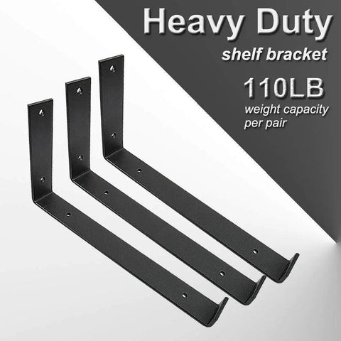 Three 12 Inch Shelf Brackets 4 Pack Heavy Duty Frosted Black With Lip For Floating Shelves Rustic Iron Metal