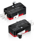 Lead Limit Switch With Short Hinge Roller Lever Arm SPDT 1NO 1NC Snap Action Micro Switch V-155-1C25 shown with connectors
