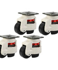 Heavy Duty Swivel Leveling Casters Set, 3 Inch, Flat Base, Adjustable Industrial Workbench Wheels for Material Handling and Equipment Transport, Anti Skid Stable Base, Easy Install Furniture Caster Wheels, four leveling casters