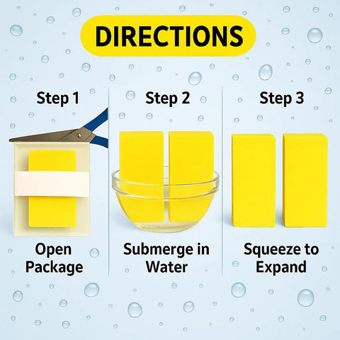 Two Pack Extra Thick Large Rectangle Car Wash Sponges For All Purpose Cleaning Non Scratch Safe On Paint Ideal For Vehicle Washing Equipment Cleaning And Boat Cleaning soaking and expanding in water