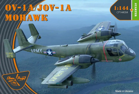 1/144 OV-1 Mohawk Military Aircraft Model Kit Starter Kit With 69 Plastic Parts featuring detailed aircraft graphic