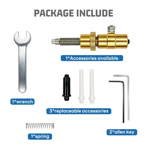 Adjustable Magnetic Arrow Rest And Cushion Plunger For Bows Featuring Slick Aluminum Rebound Mechanics For Zero Drag Accuracy Left Or Right Hand Setup To Nail Your Shots Dead Center package contents with wrench, spring, accessories, and tools.