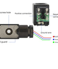 AC110V Pneumatic Solenoid Valve 4V410-15 electrical connections, positive and negative poles, coil guard, and ground wire layout.