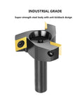 Durable Heavy Duty CNC Spoilboard Surfacing Router Bit With Half Inch Shank And Two Inch Cutting Diameter Three Wing Carbide Insert Planer
