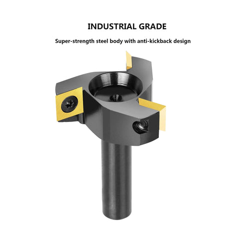 Durable Heavy Duty CNC Spoilboard Surfacing Router Bit With Half Inch Shank And Two Inch Cutting Diameter Three Wing Carbide Insert Planer