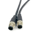 8 Pin M12 Double Male Straight Circular Connector Cable A Code IP67 Waterproof Unshielded PVC Wire 1 Meter 30V 2A AWG24 Brass Gold-Plated