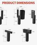 Dimensions of 5 Piece 1 Inch Blacksmith Hardy Tool Set For Forging And Blacksmithing With Hot Cut Creasing Stake Bottom Fuller Bending