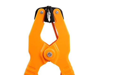 K Type Thermocouple Temperature Clamp Sensor For HVAC Systems, front view, 1.8 inch jaw opening, orange color, for quick readings