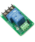 Heavy Duty 5V 30A Single Channel Relay Module With Optocoupler Isolation And High Low Level Trigger For Industrial Control Applications Handles AC 250V 30A Or DC 30V 30A Loads And Delivers 100000 Plus Switching Cycles, shown on a green circuit board with connectors and screws on top view