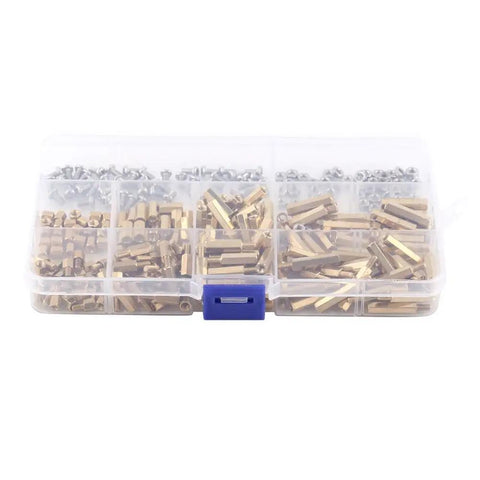 Brass M2 M3 Standoff Assortment Kit For DIY Friendly Motherboard PCB Spacers And Circuit Board Hardware With Female To Female And Female To Male Standoffs Screws Nuts And Spacers, resealable box