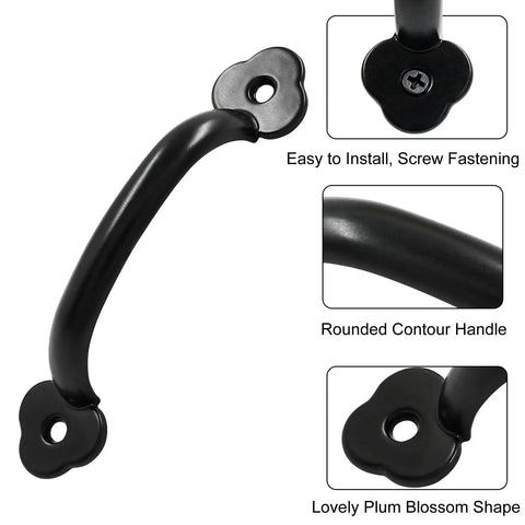 Slick Black Barn Door Handles Set Of Twelve Solid Zinc Alloy Rustic Cabinet Pulls And Closet Sliding Hardware Built Tough For The Daily Grind Straight Up A Game Changer For Home Revamps Bringing That Vintage Vibe To Every Fresh Living Space Setup