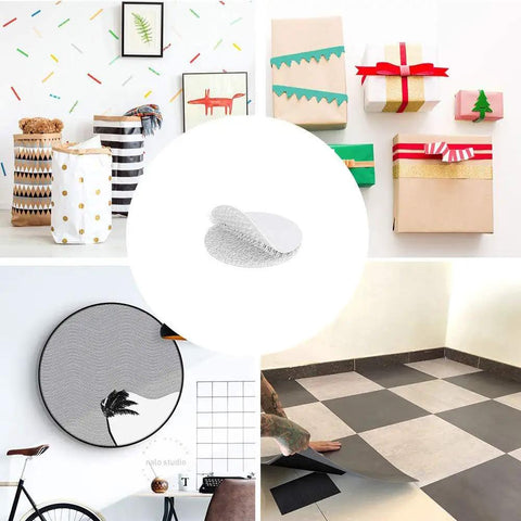 Heavy-Duty Removable Round Adhesive Hook And Loop Tapes For Wall Mounting, White Industrial-Strength Strips in various usage