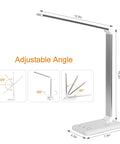 Eye Caring LED Desk Lamp With USB Charging Port, Touch Dimmable Office Light showing adjustable angle feature