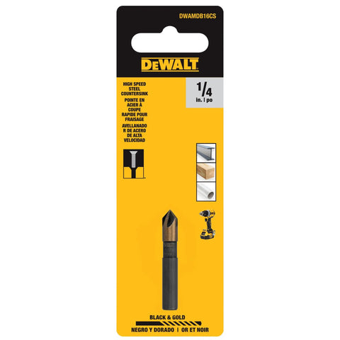 Level Up Your DIY Projects With This Tough As Nails 82 Degree Countersink Drill Bit Featuring A Sturdy Quarter Inch Shank Premium High Speed Steel Construction And Corrosion Resistant Black Oxide Coating For Fast Flawless Wood Or Metal Drilling, showcased in packaging.