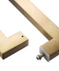 Push Pull Door Handle 12 Inch Satin Gold Stainless Steel 304 Heavy Duty For Solid Wood Glass And Metal Doors Square Rectangle Shape With 1.2mm Wall Thickness 4.6mm Engagement And Hex Socket Set Screws close-up