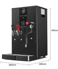 Automatic Milk Steamer And Commercial Milk Frother Electric Coffee Frothing Machine Featuring Pro Steam Function Durable Stainless Steel Build 220V Black Finish, 380x645mm dimensions.