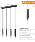 Cool Three Light Modern Pendant Light Fixture For Kitchen Island With Dimmable LED Black Minimalist Hanging Lights Diagram