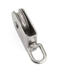 M75 Lifting Single Swivel Pulley Block for heavy duty hoisting, stainless steel, 1322 lb load capacity, 75mm sheave, swivel eye.
