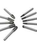 Heavy Duty One Quarter Inch Shank Carbide Burr Set Double Cut Tungsten Rotary Bits for Die Grinder Metal Grinding Woodworking Carving