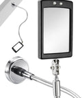 Inspection Mirror With LED Light And Magnetic Base For Auto Repair In Engine Bay 19.7 Inches Flexible 50cm Gooseneck For Hard To Reach Areas And Quick Vehicle Inspections, black rectangular mirror